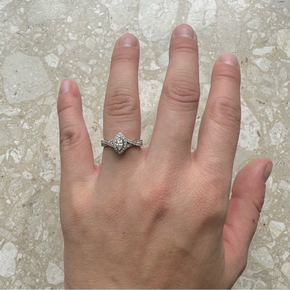 Twisted Vine Marquise Diamond Halo Ring - Picture 2 of 11